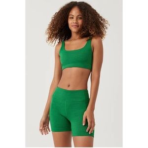 Outdoor Voices Double Time Sports Bra Spearmint Green & Warmup Shorts set bundle